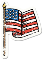 tatouage d'autocollant en détresse dans le style traditionnel du drapeau américain png
