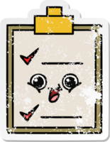 distressed sticker of a cute cartoon check list png