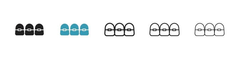 Teeth with braces icon vector