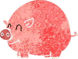 retro illustration style quirky cartoon pig png