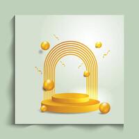 Abstract scene background. Golden Cylinder podium on  background. Product presentation, mock up, show cosmetic product, Podium, stage pedestal or platform. vector