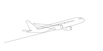 airplane take off line art continuous line drawing vector