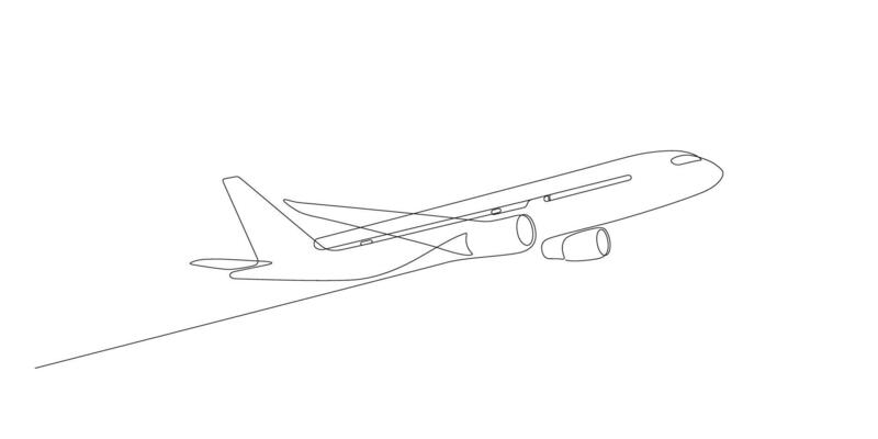 airplane take off line art continuous line drawing vector