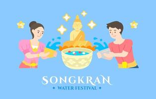 Songkran Tailandia agua festival celebracion vector ilustración