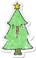 distressed sticker of a cartoon christmas tree png