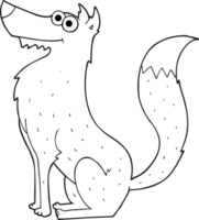 black and white cartoon wolf png