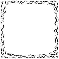 Bold wavy lines forming a square frame. Decorative and snake-like border, made by serpentine zigzag lines. Isolated black and white illustration, on white background. Vector. vector