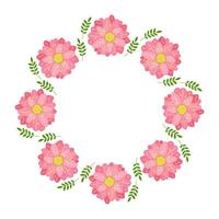 Beautiful floral frame, spring flowers bouquet. Multicolored blooming botanical element for designs. Flat vector illustration isolated on white background.