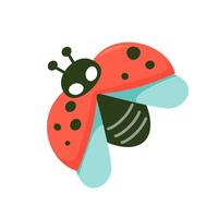 Cute red ladybug. Simple flat illustration isolated. vector