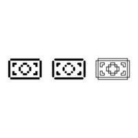 Pixel art outline sets icon of money paper variation color. Money paper icon on pixelated style. 8bits perfect for game asset or design asset element for your game design. Simple pixel art icon asset. vector