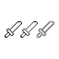 Pixel art outline sets icon of sword fight variation color. Sword icon on pixelated style. 8bits perfect for game asset or design asset element for your game design. Simple pixel art icon asset. vector