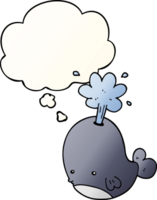 cartoon spouting whale and thought bubble in smooth gradient style png