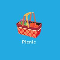 Cartoon Picnic Basket On A Transparent background vector