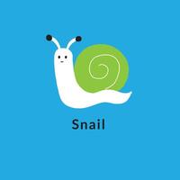 Cute yellow smiling snail on white background vector