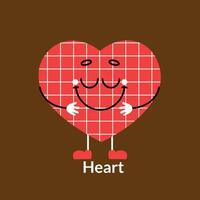 Cartoon heart character doing side bend stretch exercise for design vector