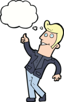 cartoon man giving thumbs up sign with thought bubble png