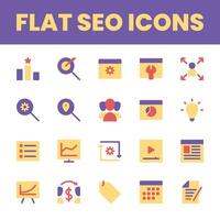 Set Flat Search Optimization Engine Icon vector