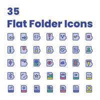 Set Flat Folder Icons interfaces vector