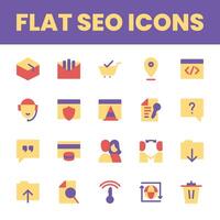 Set Flat Search Optimization Engine Icon vector