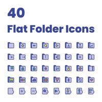 Set Flat Folder Icons interfaces vector