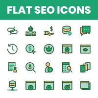 Set Flat Search Optimization Engine Icon vector