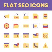 Set Flat Search Optimization Engine Icon vector