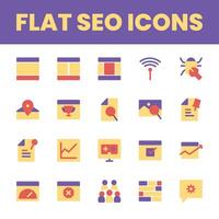 Set Flat Search Optimization Engine Icon vector