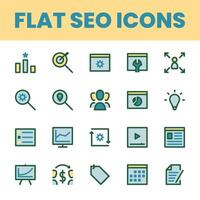 Set Flat Search Optimization Engine Icon vector