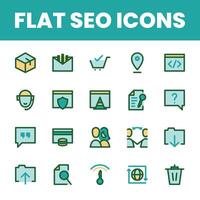 Set Flat Search Optimization Engine Icon vector