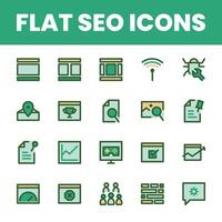 Set Flat Search Optimization Engine Icon vector