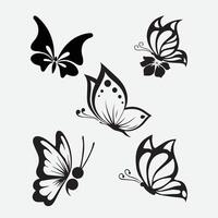 hermosa negro y blanco mariposa aislado vector imagen, ilustraciones de mariposa silueta icono en blanco antecedentes