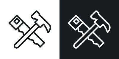 Hand saw and hammer icon vector