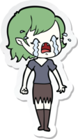 sticker of a cartoon crying vampire girl png