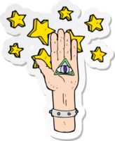 sticker of a cartoon mystic eye hand symbol png