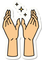 tattoo style sticker of reaching hands png
