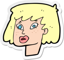 pegatina de un rostro femenino bonito de dibujos animados png