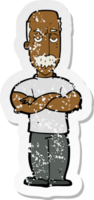 retro distressed sticker of a cartoon angry man with mustache png