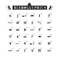 hieroglyphic alphabet, ancient egyptian script with symbols and letters vector