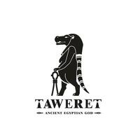 Ancient egyptian god taweret silhouette, middle east god Logo vector