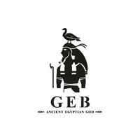 Ancient egyptian god geb silhouette, middle east god Logo vector