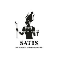 Ancient egyptian god satis silhouette, middle east god Logo vector