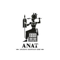 Ancient egyptian god anat silhouette, middle east god Logo vector