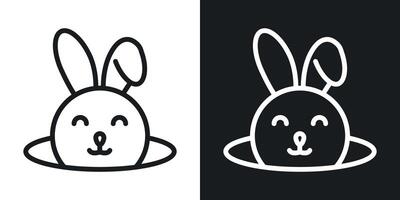 Bunny in hole icon vector