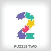 Creative puzzle number 2 logo. Unique color transitions. Education and reading and growth stage logo template. vector