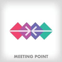 Creative meeting point arrow logo. Unique color transitions. Guidance, wayfinding and combination logo template. vector