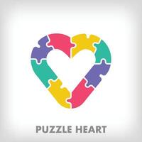 Creative puzzle heart logo. Unique color transitions. Education and reading and growth stage logo template. vector