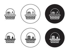 Christmas gift basket icon vector