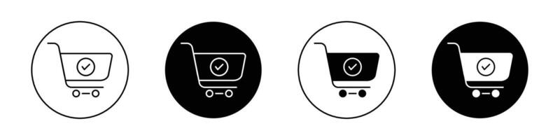 icono de carrito de compras y marca de verificación vector