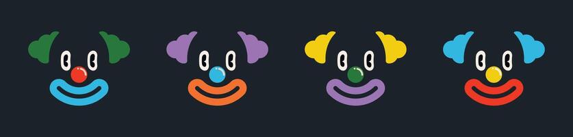 Clown face icons set. Abstract modern pop simple characters vector illustration.