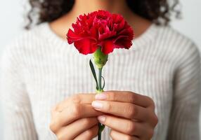 AI generated Red carnation, symbol of the revolution in portugal. spring and freedom photo